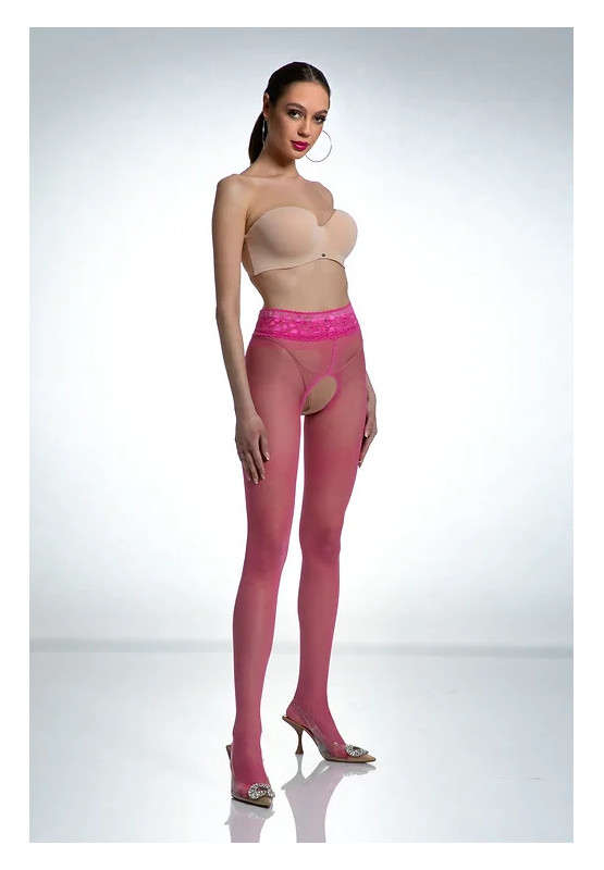 Pink różowe rajstopy Amour Hip Lace open crotch
