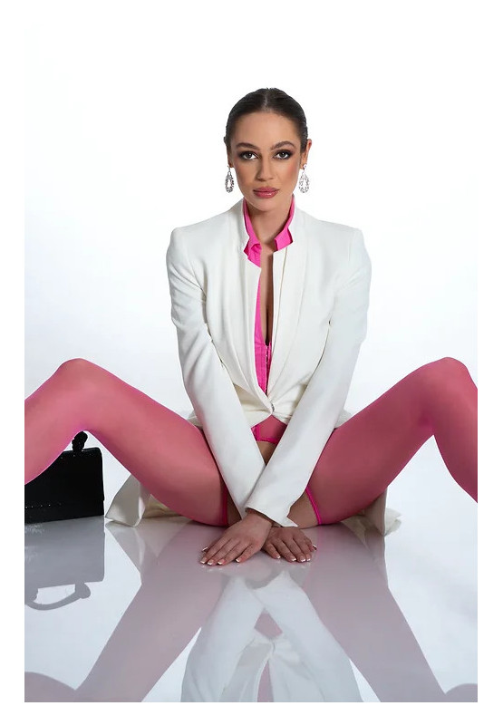 Pink różowe rajstopy Amour Hip Lace open crotch