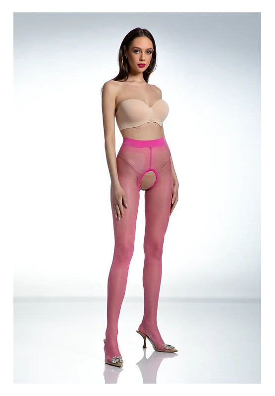Błyszczące rajstopy Amour Hip Gloss Pink z dziurką
