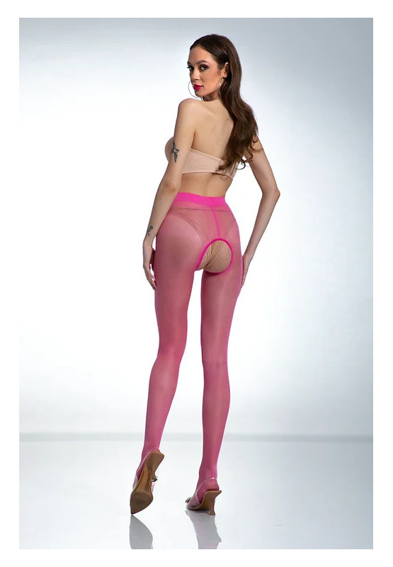 Błyszczące rajstopy Amour Hip Gloss Pink z dziurką