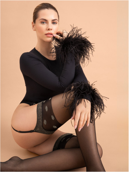 Transparentne pończochy błysk manszetą Fiore Luxe 20 den