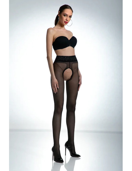 Czarne rajstopy z dziurą w kroku Amour Hip Lace z koronką