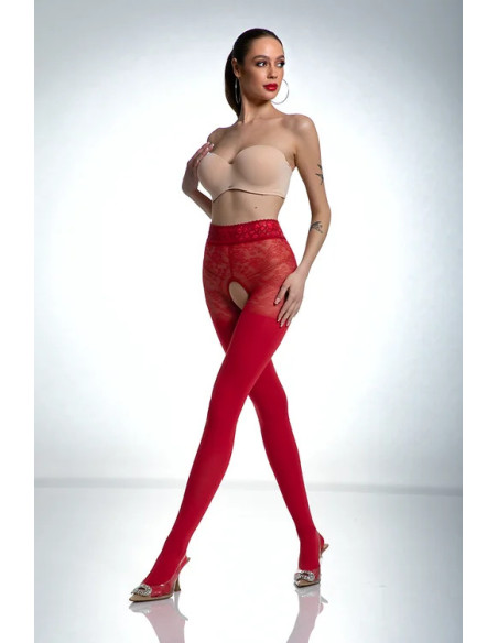 Czerwone rajstopy z otwartym krokiem Amour Red 80 DEN