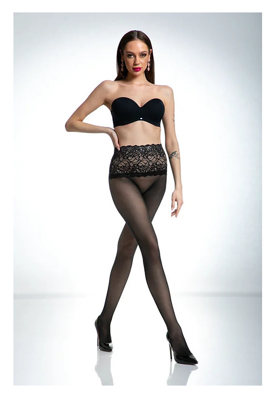 Czarne rajstopy z koronka w pasie Amour Naked