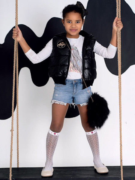 Podkolanówki dla dziewczywne ażurowe w serduszka